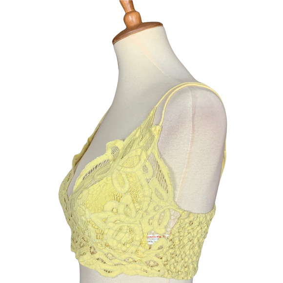 Free People Festival Fairycore Lace Bralette Strappy Back in Yellow Size Medium - Picture 2 of 5